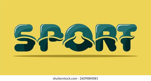 typography SPORT word art illustration, editable text effect, eps file format
