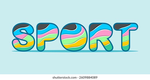 typography SPORT word art illustration, editable text effect, eps file format