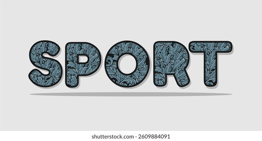 typography SPORT word art illustration, editable text effect, eps file format