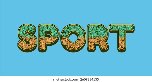 typography SPORT word art illustration, editable text effect, eps file format