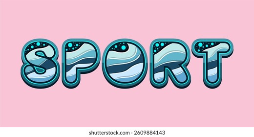 typography SPORT word art illustration, editable text effect, eps file format