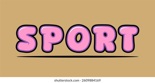 typography SPORT word art illustration, editable text effect, eps file format