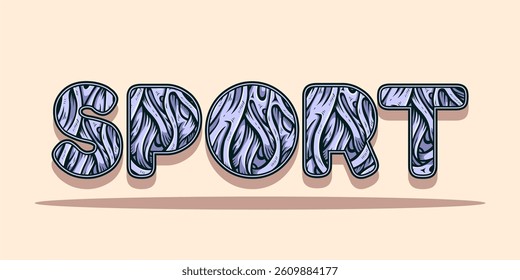 typography SPORT word art illustration, editable text effect, eps file format
