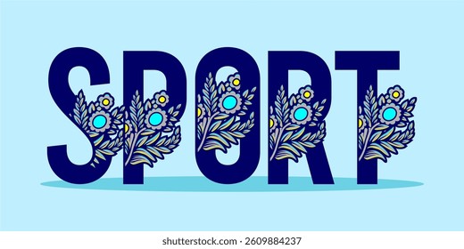 typography SPORT word art illustration, editable text effect, eps file format