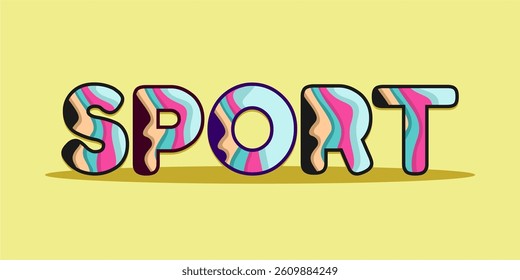 typography SPORT word art illustration, editable text effect, eps file format