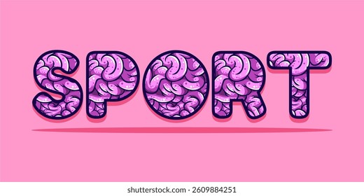 typography SPORT word art illustration, editable text effect, eps file format