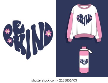 TYPOGRAPHY STATEMENT BE KIND AND MOCKUP SWEATER AND TUMBLER