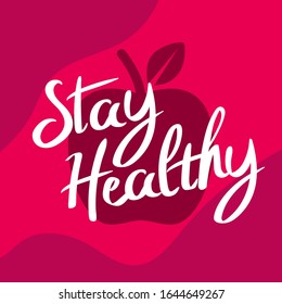 Typography stay healty, virus prevention poster. World health day concept