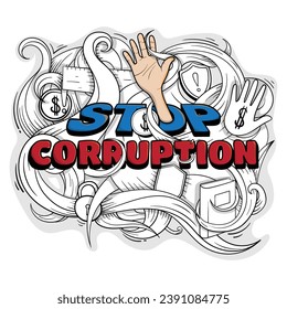 Typography of Stop Corruption with floral hand drawn design for anti-corruption day campaign