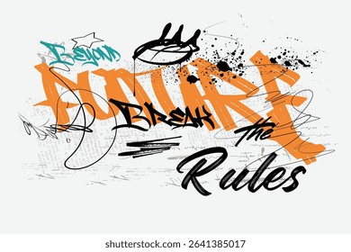 typography street art graffiti slogan print with spray effect, text splash t shirt print patterns, t shirt graphics print vector illustration design