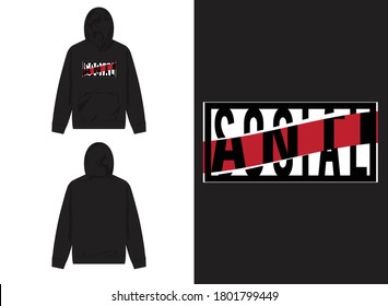 Typography Street Wear Hoodie Anti Social