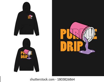 Typography Street Wear Hoodie Purple Drip 