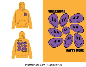 Typography Street Wear Hoodie Smile More And Happy More