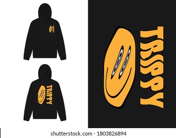 Typography Street Wear Hoodie Trippy With Smile Emoji