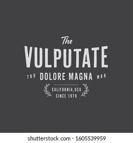 Typography style label template. Vector illustration.