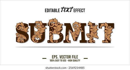 typography SUBMIT word art illustration, editable text effect, eps file format	