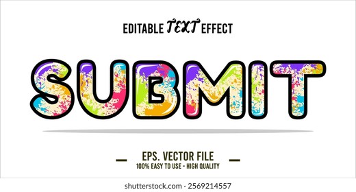 typography SUBMIT word art illustration, editable text effect, eps file format	