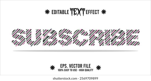 typography subscribe word art illustration, editable text effect	