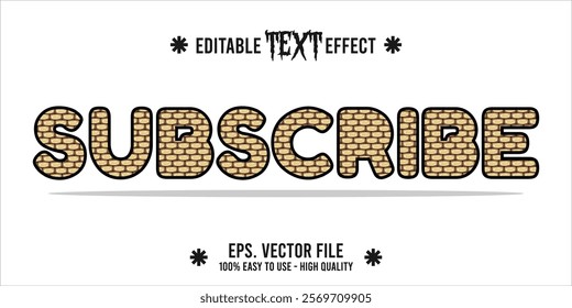 typography subscribe word art illustration, editable text effect	