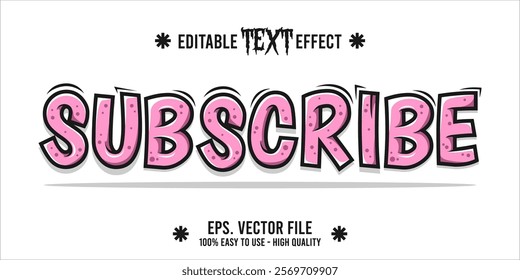 typography subscribe word art illustration, editable text effect	