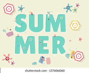 Typography of Summer Pool and People in 2 Lines