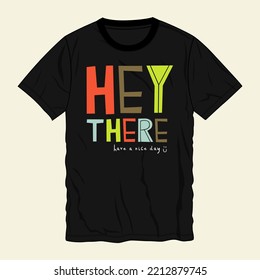 Typography t shirt chest print vector design ready to print isolated on black template views.