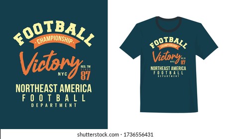 Typography T Shirt Design on American State Football Division, Vector Illustration, Graphical T Shirt, Design for T Shirt, Posters, Banner, Sports wear, New York Athletic T shirt, College League Wear