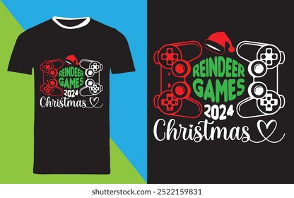 typography t shirt design "reindeer games christmas 2024