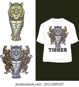  typography t shirt design,illustration for t-shirt prints, posters and other uses.Tiger sacred geometry