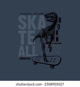 typography for t shirt, urban ride, born to be free, radical skate, sport, outdoor sport, design graphic illustration 