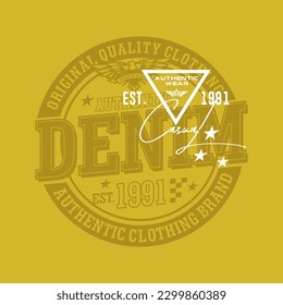 typography for t shirt, vector authentic wear casual wear est 1991