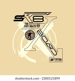 typography for t shirt, vector Sk-8 just skate free style design graphic illustration