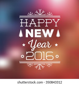 Typography tag and label design.Happy new year 2016. Vector illustration