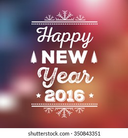 Typography tag and label design.Happy new year 2016. Vector illustration