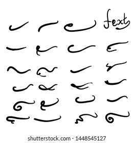 typography tails shape for lettering doodle handdrawn  style vector