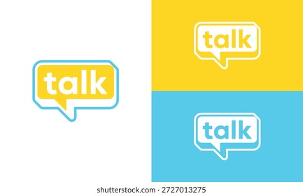 Tipografia falar design de logotipo, chat bolha comunicação símbolo ícone vetorial conceito