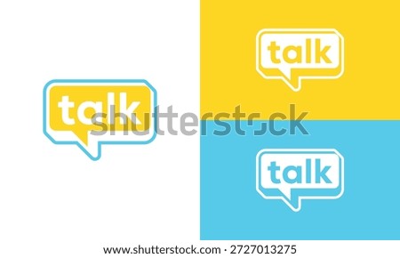 Typography talk logo design, chat bubble communication symbol vector icon concept