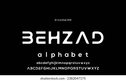 Typography technology electronic digital music future creative font. Abstract minimal modern alphabet fonts. Vector illustration