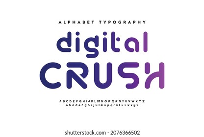 Typography Technology Electronic Future Creative Font. Alphabet Designs Fonts Set A To Z. Decorative Rounded Fonts Typeface.