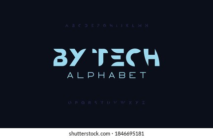 Typography technology electronic futuristic creative font. Abstract digital modern alphabet fonts. Vector illustration designs.