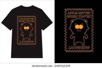 Tipografía osito de peluche riendo dibujo y texto de eslogan fresco. Diseño de camiseta de Ilustración vectorial para gráficos de moda, t shirt print ready