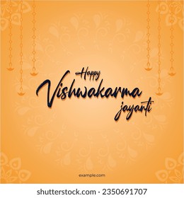 Typography Template - Vishwakarma Divas Ki Hardik Shubhkamnaye - Means Happy Vishwakarma Day - Indian Hindu Festival