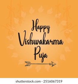 Typography Template - Vishwakarma Divas Ki Hardik Shubhkamnaye - Means Happy Vishwakarma Day - Indian Hindu Festival eps10