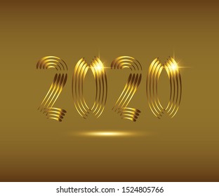 Typography text 2020 font and rats in line style, Creative design for Greeting Lettering. New Year of the rat symbol 2020, flyers, posters, banners and calendar.