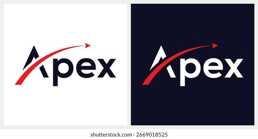 Texto de tipografía Apex diseño de logotipo, concepto de icono de flecha, Plantilla de Vector gráfico de negocios