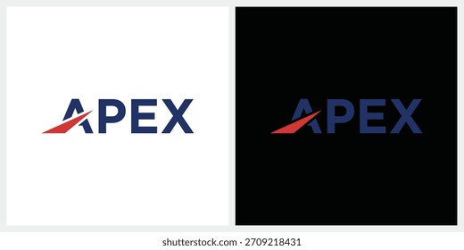 Texto de tipografía Apex diseño de logotipo, concepto de icono de flecha, Plantilla de Vector gráfico de negocios	