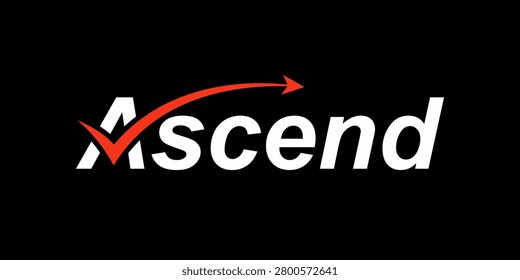 Typography text ascend logo design, word mark ascend logo design, arrow for business consulting logo concept vector