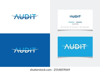 typography text audit logo design. Chart bar and Growth Arrow Symbol. logo and business card
