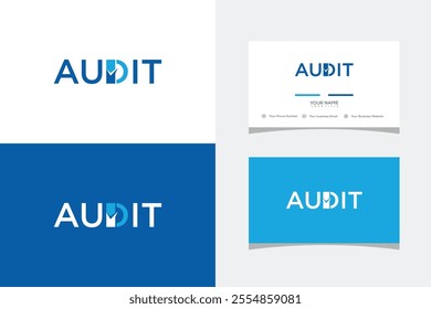 typography text audit logo design. Chart bar and Growth Arrow Symbol. logo and business card