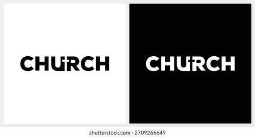 Texto de tipografía Diseño de logotipo de iglesia, marca de palabra Plantilla de Vector de iglesia